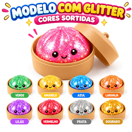 Bolinho Squishy Baozi com Glitter · 1 Unidade · Cor Aleatória