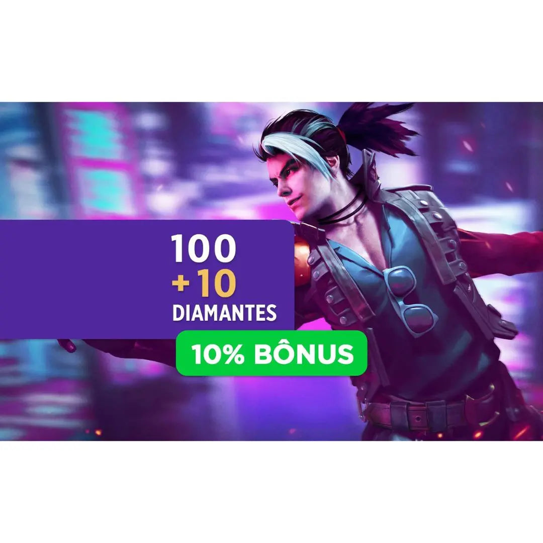 Free Fire : 100 Diamantes + 10% Bônus