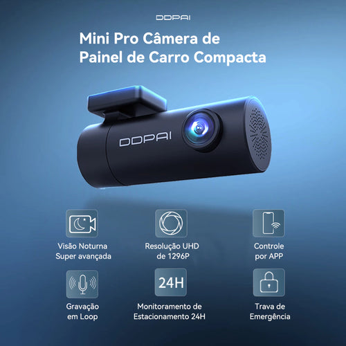 Câmera Veicular DDPAI N1 Dual 1296P+1080P WiFi App Supercapacitor Visão Noturna Gravação em Loops