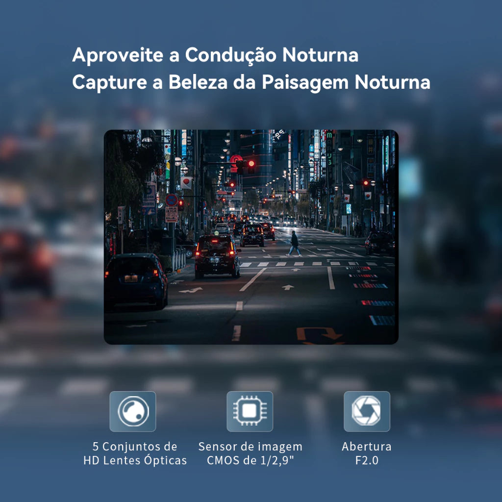Câmera Veicular DDPAI N1 Dual 1296P+1080P WiFi App Supercapacitor Visão Noturna Gravação em Loops