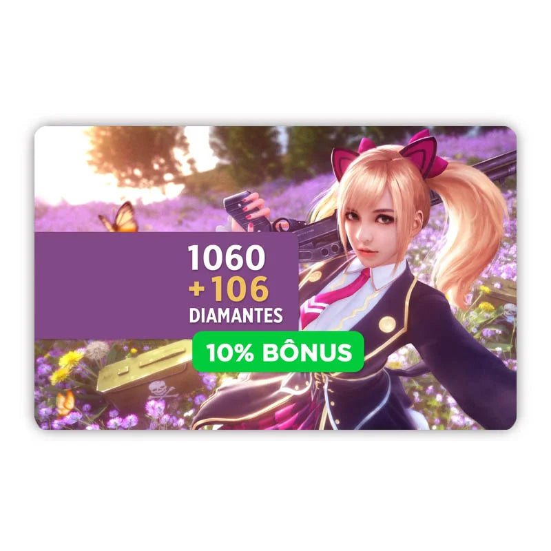 Free Fire : 1060 Diamantes + 10% Bônus