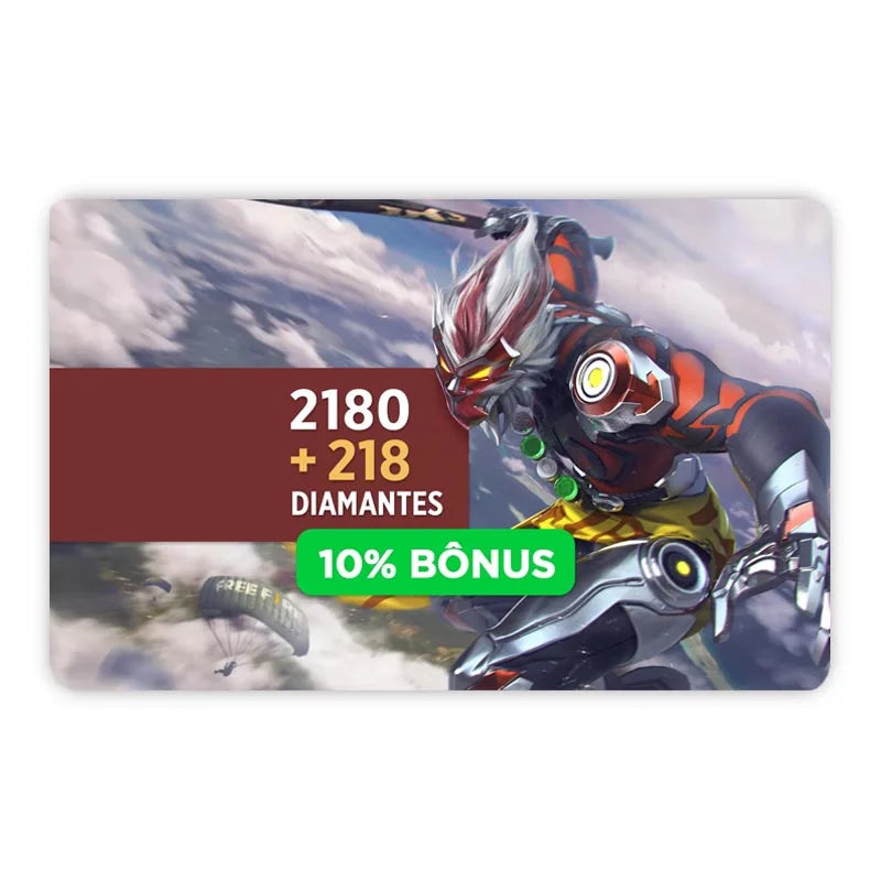 Free Fire : 2180 Diamantes + 10% Bônus