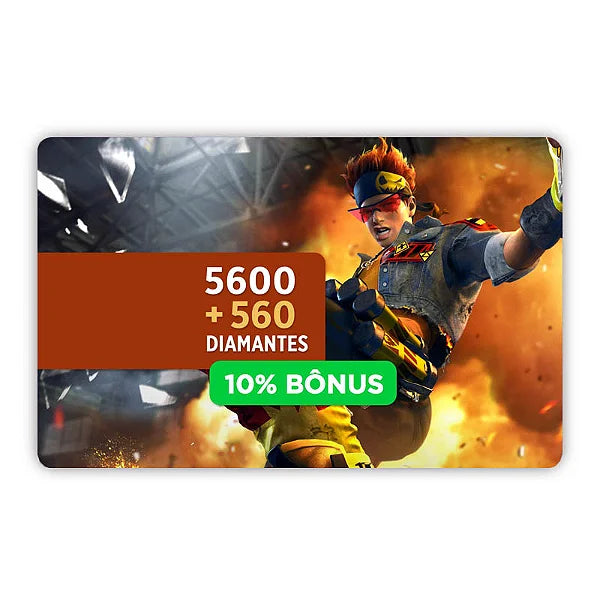 Free Fire : 5600 Diamantes + 10% Bônus