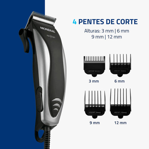 Cortador de Cabelos Hair Stylo Mondial Preto e Prata 10W CR-02